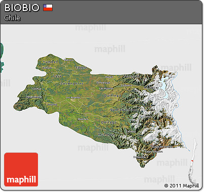 Satellite 3D Map of BIOBIO, single color outside