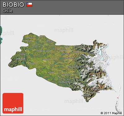 Satellite 3D Map of BIOBIO, single color outside