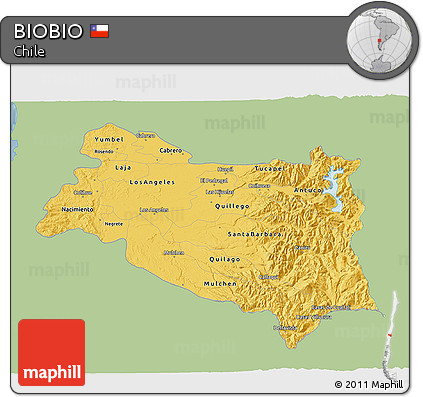 Savanna Style 3D Map of BIOBIO, single color outside