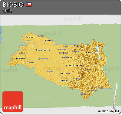 Savanna Style 3D Map of BIOBIO, single color outside
