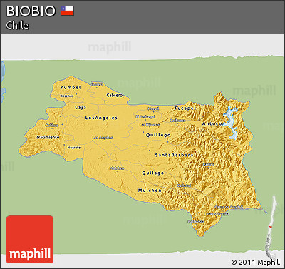 Savanna Style 3D Map of BIOBIO, single color outside