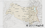 Shaded Relief 3D Map of BIOBIO, lighten, semi-desaturated