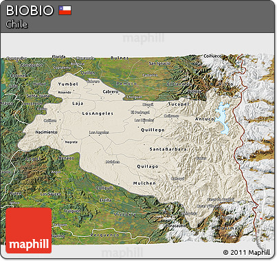 Shaded Relief 3D Map of BIOBIO, satellite outside