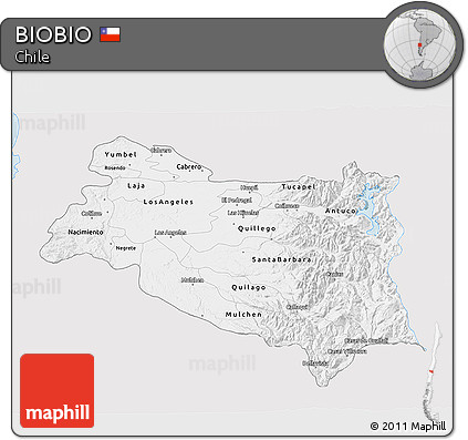 Silver Style 3D Map of BIOBIO, single color outside