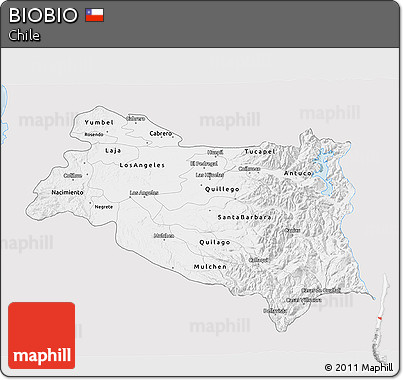 Silver Style 3D Map of BIOBIO, single color outside