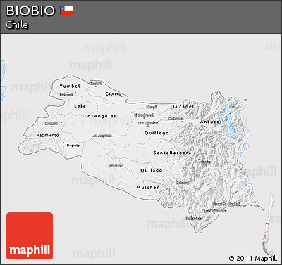 Silver Style 3D Map of BIOBIO, single color outside