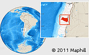 Shaded Relief Location Map of BIOBIO, highlighted country