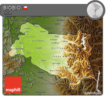 Physical Map of BIOBIO, darken