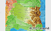 Physical Map of BIOBIO, political shades outside