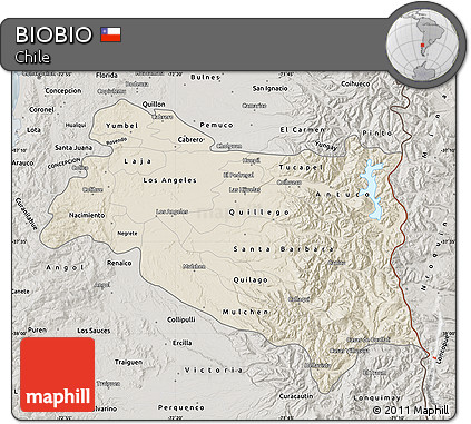 Shaded Relief Map of BIOBIO, semi-desaturated