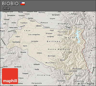 Shaded Relief Map of BIOBIO, semi-desaturated