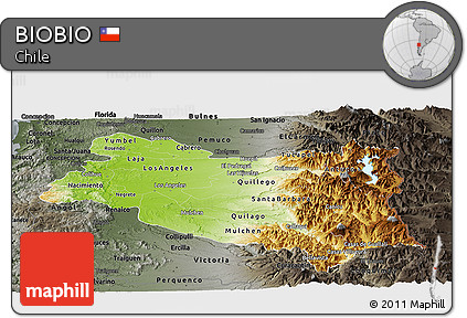 Physical Panoramic Map of BIOBIO, darken, semi-desaturated