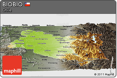 Physical Panoramic Map of BIOBIO, darken, semi-desaturated