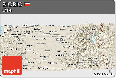 Shaded Relief Panoramic Map of BIOBIO