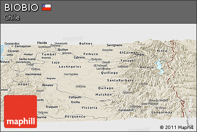 Shaded Relief Panoramic Map of BIOBIO