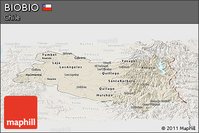Shaded Relief Panoramic Map of BIOBIO, lighten
