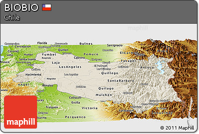 Shaded Relief Panoramic Map of BIOBIO, physical outside