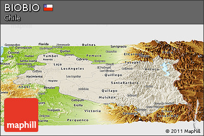 Shaded Relief Panoramic Map of BIOBIO, physical outside