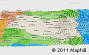 Shaded Relief Panoramic Map of BIOBIO, political shades outside