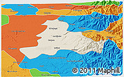 Shaded Relief 3D Map of Quillego, political outside
