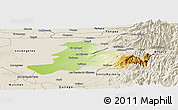 Physical Panoramic Map of Quillego, shaded relief outside