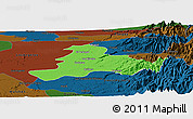 Political Panoramic Map of Quillego, darken