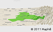 Political Panoramic Map of Quillego, shaded relief outside