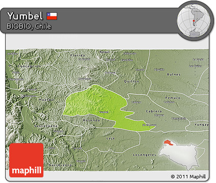 Physical 3D Map of Yumbel, semi-desaturated