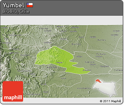 Physical 3D Map of Yumbel, semi-desaturated