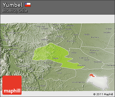 Physical 3D Map of Yumbel, semi-desaturated