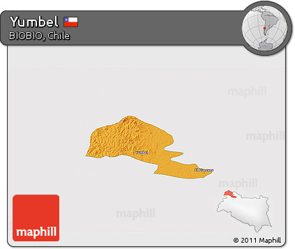 Political 3D Map of Yumbel, single color outside