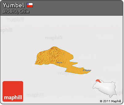 Political 3D Map of Yumbel, single color outside