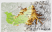 Physical 3D Map of CACHAPOAL, lighten, semi-desaturated