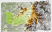Physical 3D Map of CACHAPOAL, semi-desaturated
