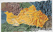 Political Shades 3D Map of CACHAPOAL, darken, semi-desaturated