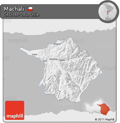 Gray 3D Map of Machali, single color outside