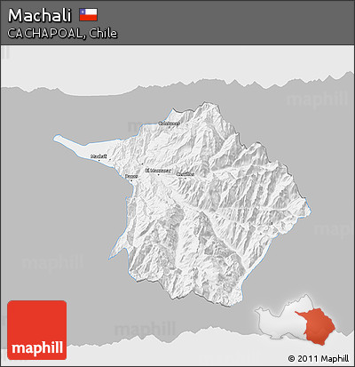 Gray 3D Map of Machali, single color outside
