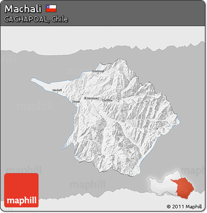Gray 3D Map of Machali, single color outside