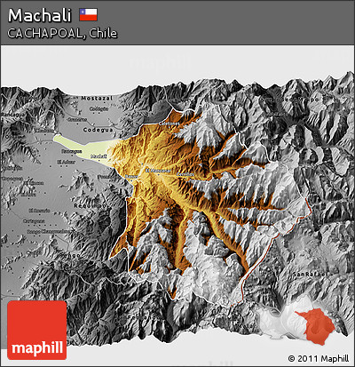 Physical 3D Map of Machali, darken, desaturated