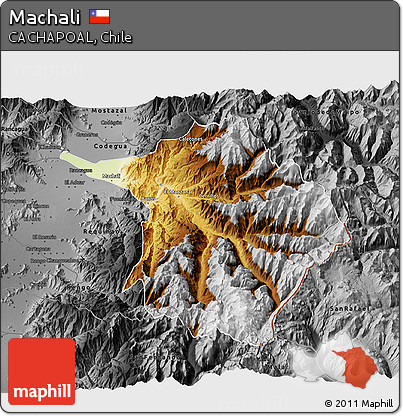 Physical 3D Map of Machali, darken, desaturated