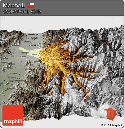 Physical 3D Map of Machali, darken, semi-desaturated