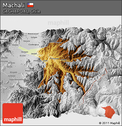 Physical 3D Map of Machali, desaturated
