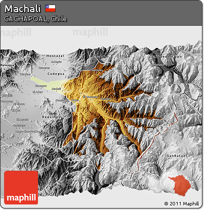 Physical 3D Map of Machali, desaturated