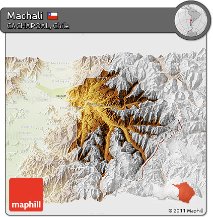 Physical 3D Map of Machali, lighten
