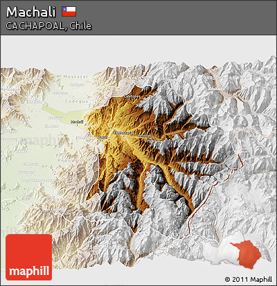 Physical 3D Map of Machali, lighten