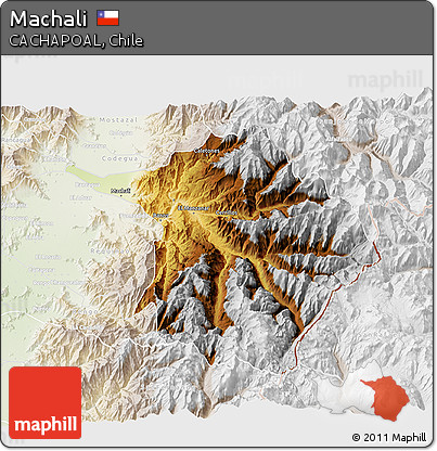 Physical 3D Map of Machali, lighten