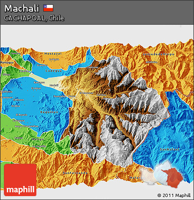 Physical 3D Map of Machali, political outside
