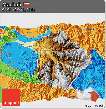 Physical 3D Map of Machali, political outside