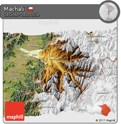 Physical 3D Map of Machali, satellite outside
