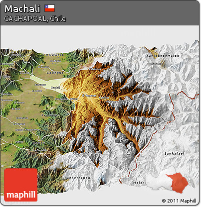 Physical 3D Map of Machali, satellite outside